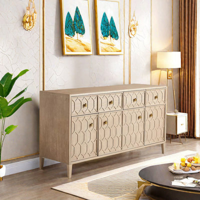 Buffet décoratif rétro en bois massif
