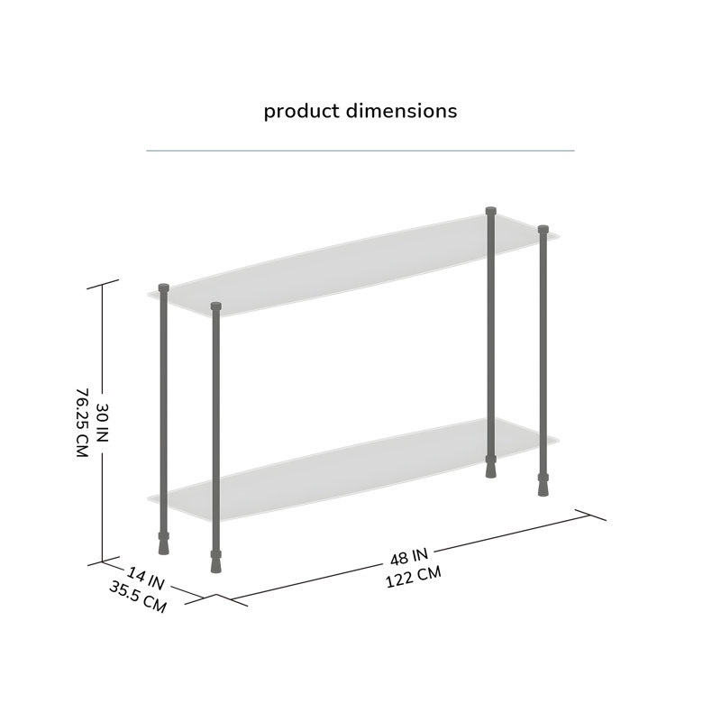 Helga 48" Tempered Glass and Metal 2-Tier Console Table