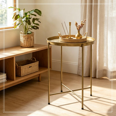Table d'appoint ronde en métal avec pieds robustes