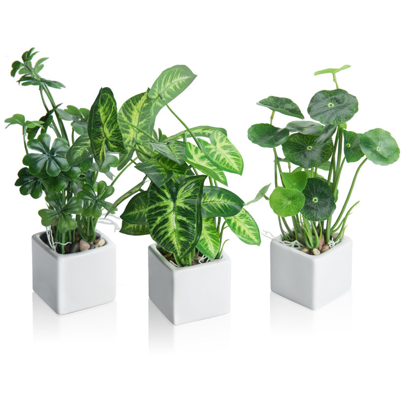 25cm Faux Plant in Cement Pot