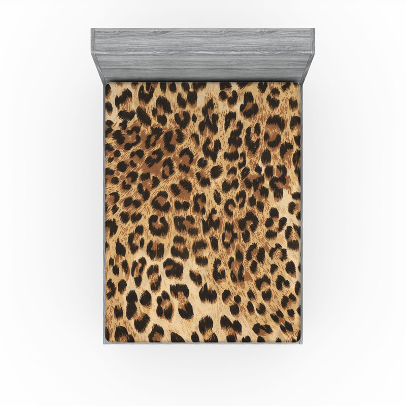 Drap-housse Ambesonne, Drap-housse grand, Imprimé animal brun pâle / noir