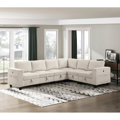 6-Piece Modular Sectional With Storage Seats