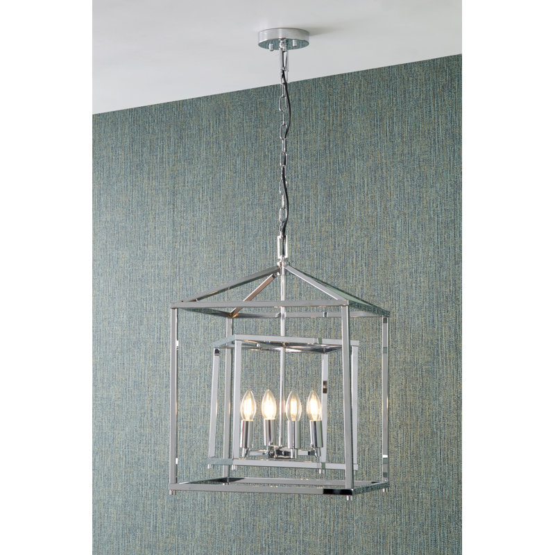 Anis 4-Light Lantern Chandelier, Chrome