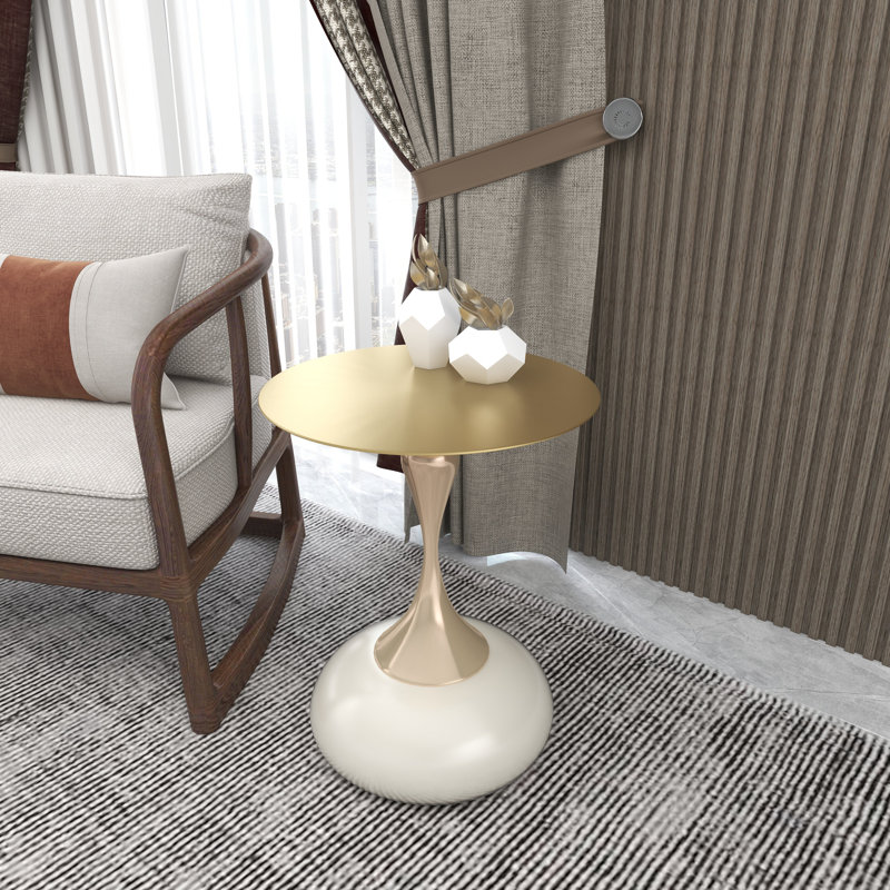 Table d'appoint en acier inoxydable Kalup, Blanc/Ivoire