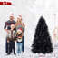 Arbre de Noël pré-éclairé en PVC noir avec lumières DEL fraîches-912928455