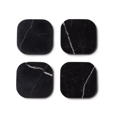 Black Marble Organic Coasters, Set Of 4