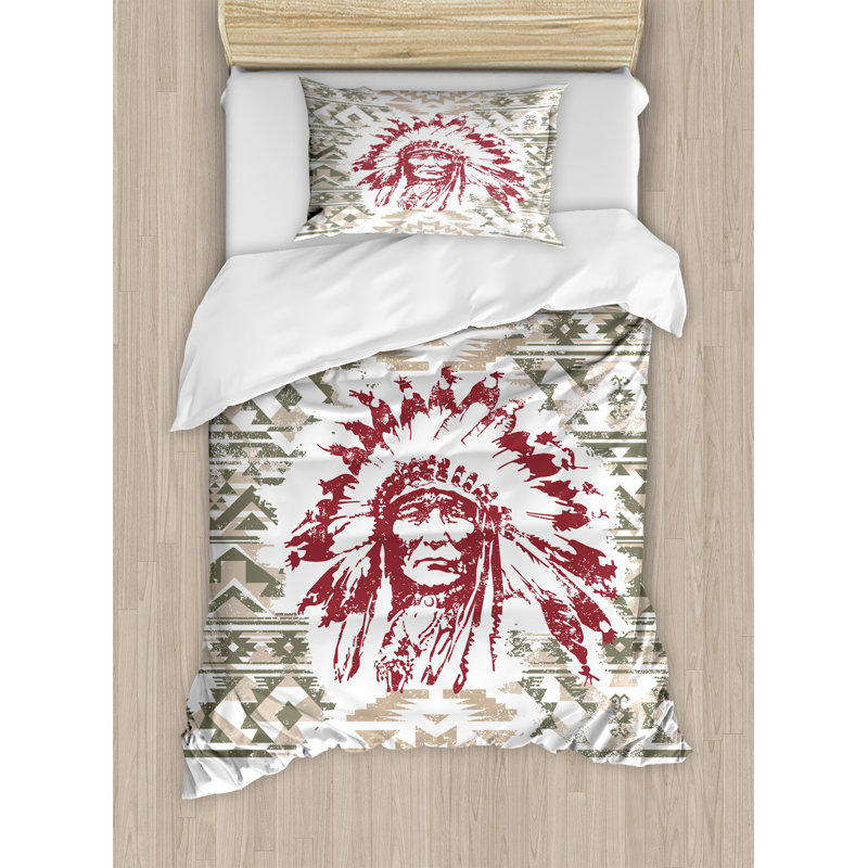 Native American Eclectic Polyester Geometric Shapes Duvet Cover, Twin
