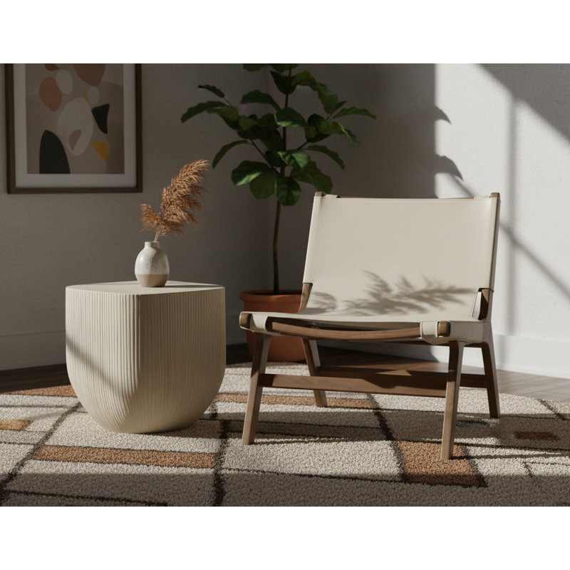 Fauteuil d'appoint en cuir Rawlins, Noyer, Cuir végétalien beige
