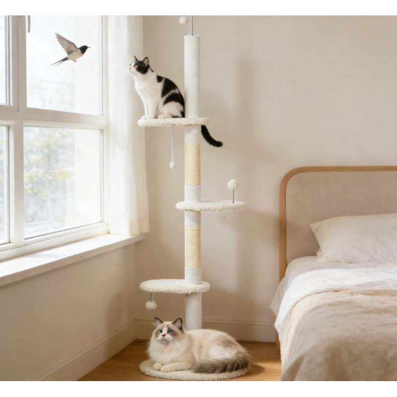 Cat Tree,Floor to Ceiling Cat Tree, White