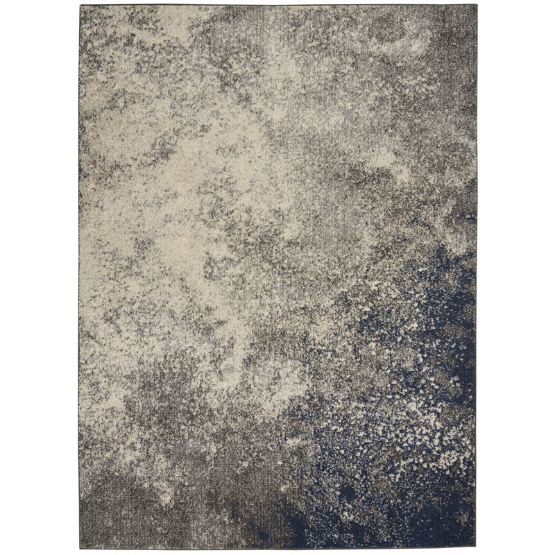 Tapis abstrait gris anthracite / gris Abbate, Rectangle 1 pi 10 po x 2 pi 10 po