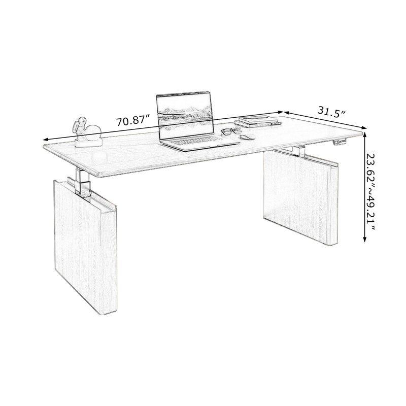 Bureaux rectangulaires en bois massif, H 23,62 po x l 70,87 po x P 31,5 po