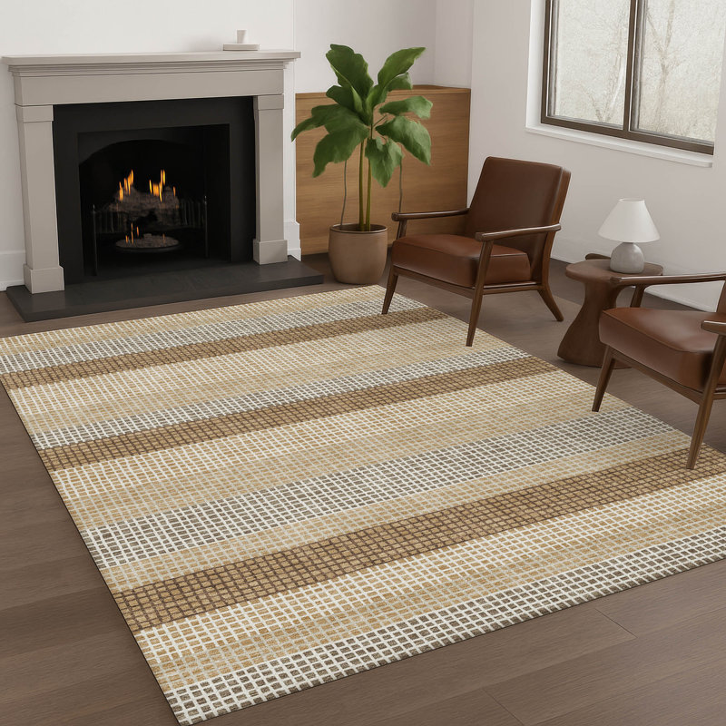 Tapis intérieur / extérieur lavable à la machine Chantille ACN2530, Doré, Rectangulaire 8 pi x 10 pi