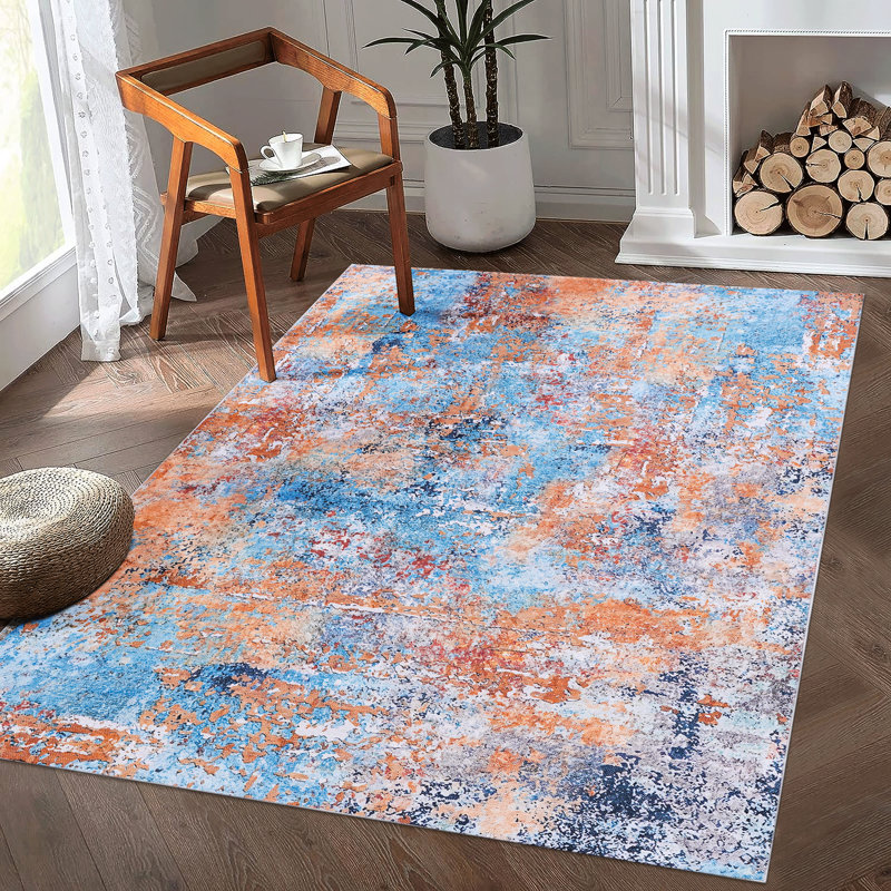 9X12 Kitchen Area Rug Washable - Non-Slip Finish, Stain , Low-Pile, & Pet Multi Colored Decoration Outer Layer, Non-Shedding, Joyful For Pets Multi