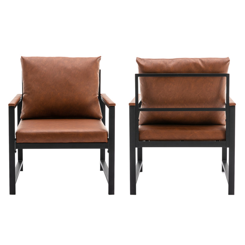Fauteuil Hochreiter de 29,1 po de largeur avec coussins, Similicuir orange