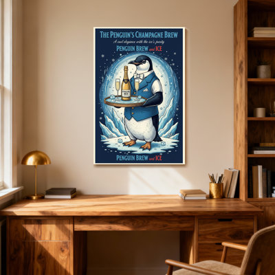 Fashion Penguin In Suit Holding Champagne Tray
