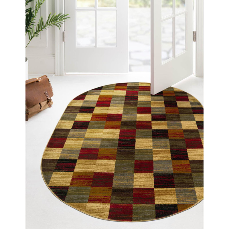Tapis abstrait Adetomiwa, Ovale 7 pi 10 po x 10 pi