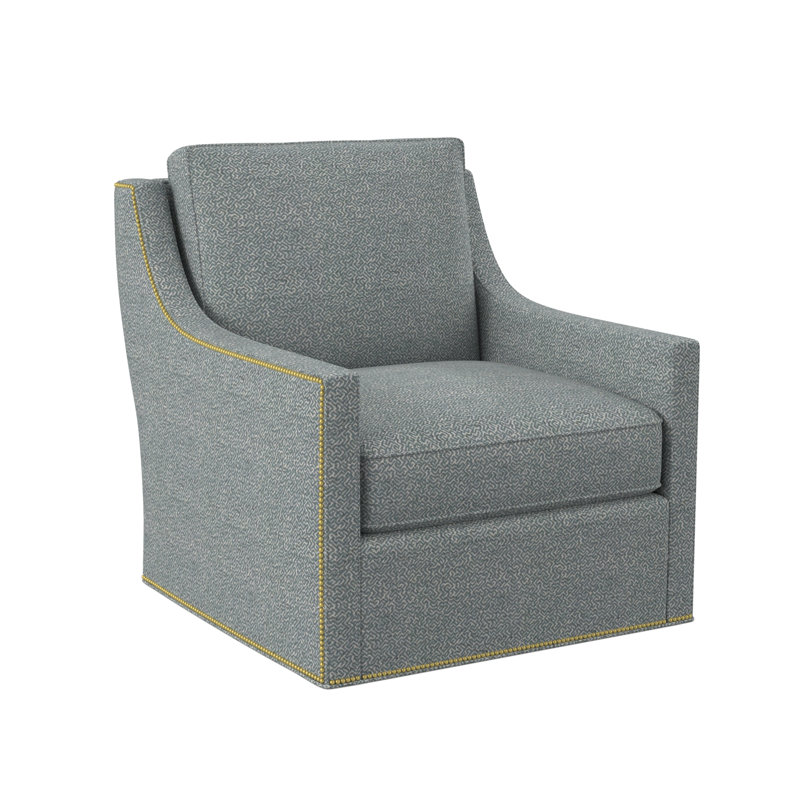 Sonoma Upholstered Swivel Armchair, Polished Brass Small, Maya Cyan Polyester Blend