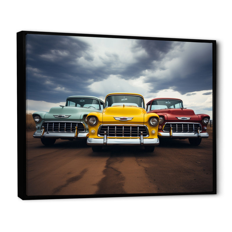 Pickup Truck Retro Rides I - Transportation Wall Art Living Room, H 12 po x l 20 po x P 1 po, Cadre flottant noir