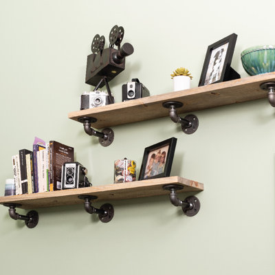 Hibbell 2 Piece Solid Wood Bracket Shelf
