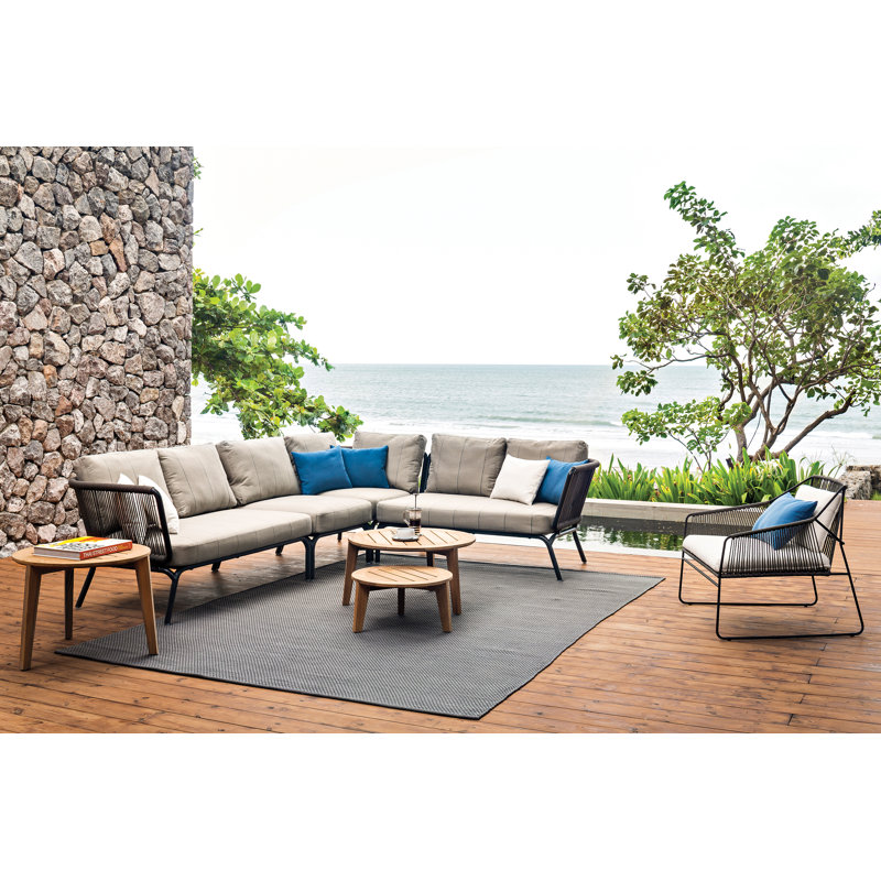 Chaise de patio avec coussins Yland, Anthracite / taupe