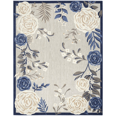 Allijah Floral Blue/Grey Indoor/Outdoor Area Rug