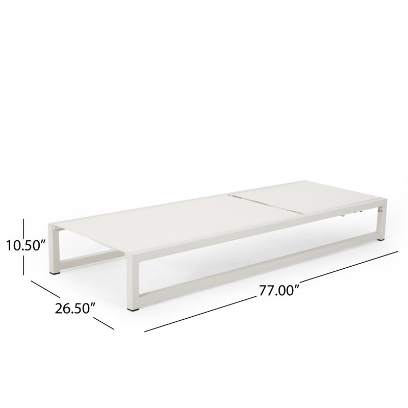 Alliyiah 77" Long Reclining Chaise, Cream/White, 1