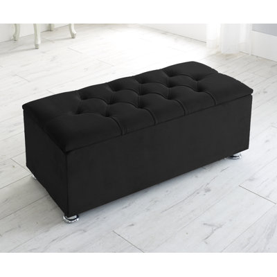 Carterlee 105cm Wide Velvet Tufted Rectangle Solid Colour Ottoman with Storage