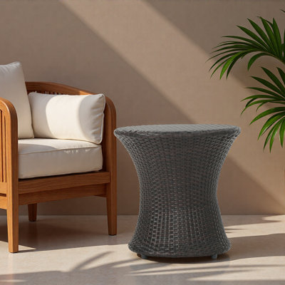 19" Hourglass Outdoor Wicker End Table