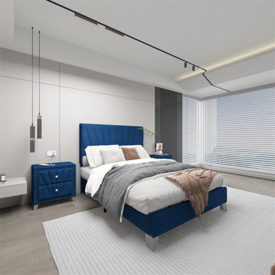 Ensemble de chambre avec lit plateforme 2 pièces Aisya