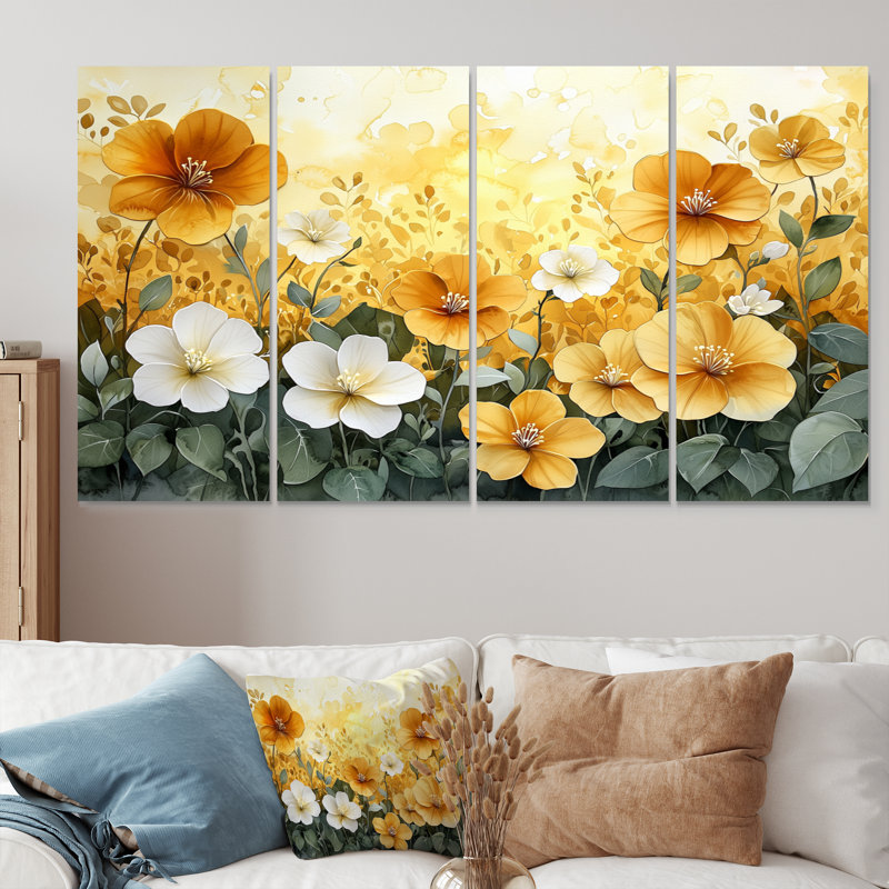 Été, lueur dorée d'hibiscus II - art mural hibiscus - décoration murale traditionnelle, H 28 po x l 48 po, 4