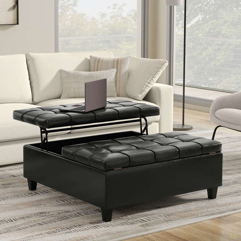 Table basse avec repose-pieds Harrison, H 16,53 po x L 40,03 po x l 39,96 po, Marron foncé