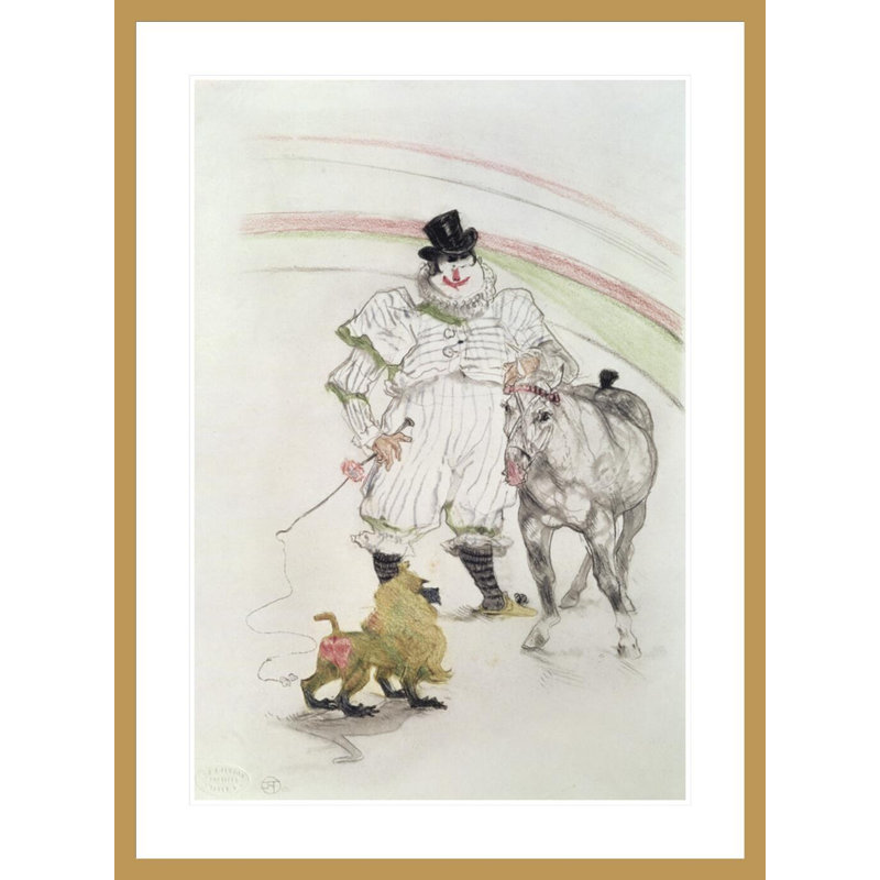 Au cirque: cheval et singe performant par Henri de Toulouse-Lautrec - Impression Giclée encadrée, H 41,5 po x l 30,71 po