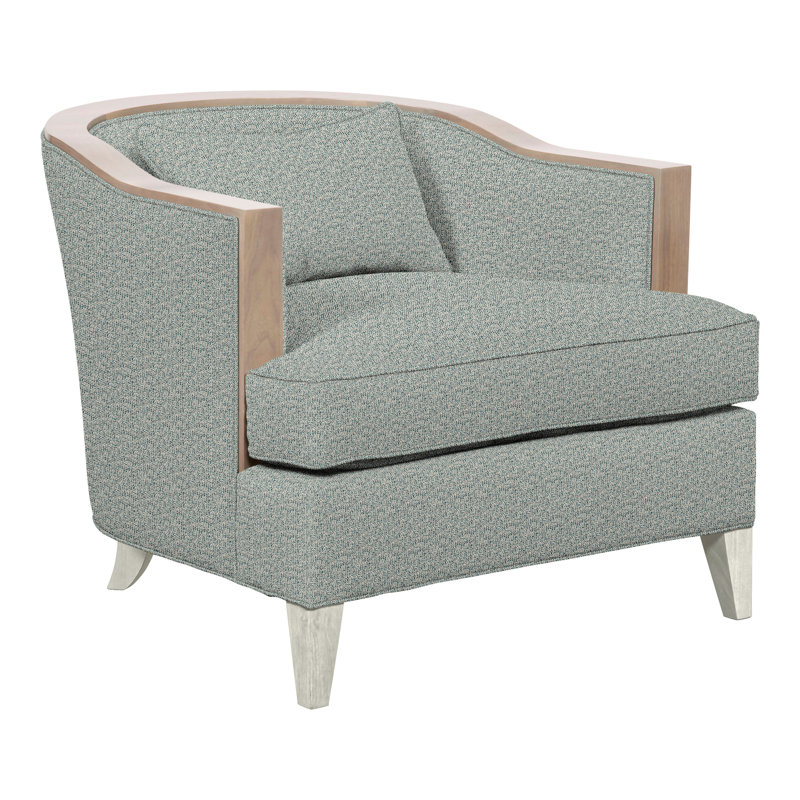 Thom Filicia Home Upholstered Barrel Chair, Wrenn, Tuck Water Polyester Blend