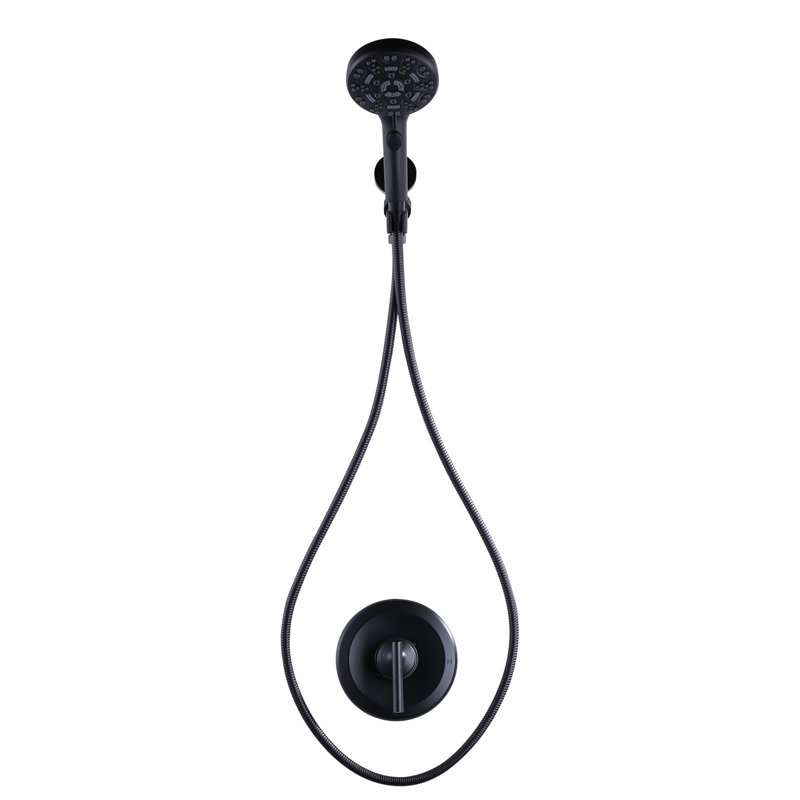 Single-Handle 7 -Spray Wall Mount Shower Faucet, Matte Black