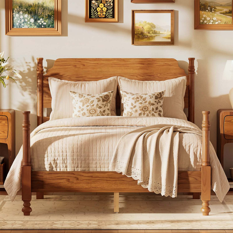 Lit plateforme avec tête de lit Vintage, Full, Walnut