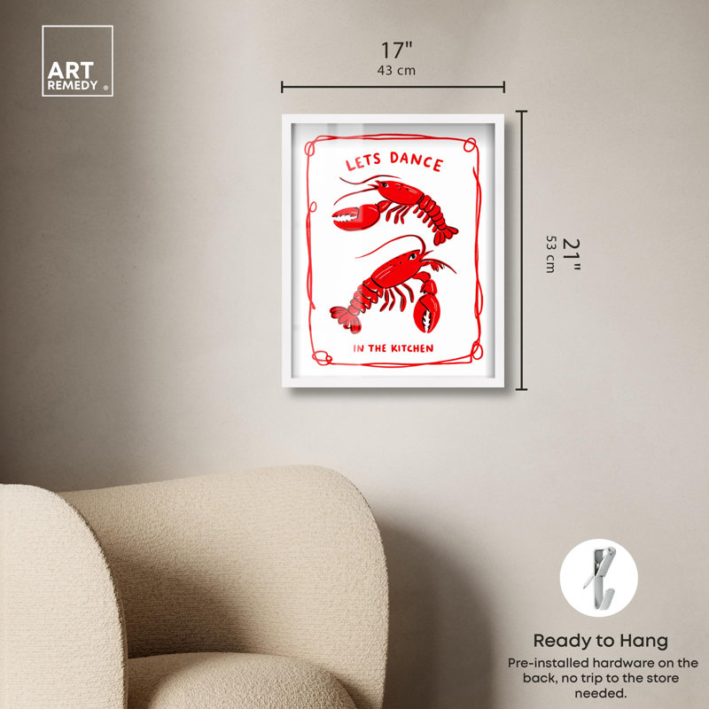 Crab Dance Shadowbox Print Retro Summer Prints par Art Remedy, H 21 po x l 17 po, Blanc
