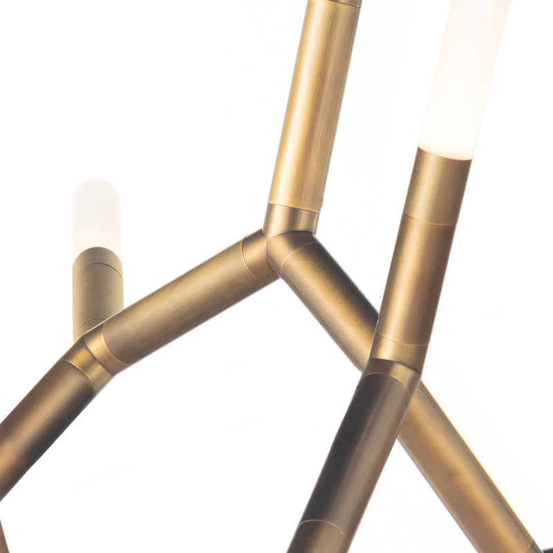 Traveler Chandelier, 44.5"W x 43.5"H, Natural Brass