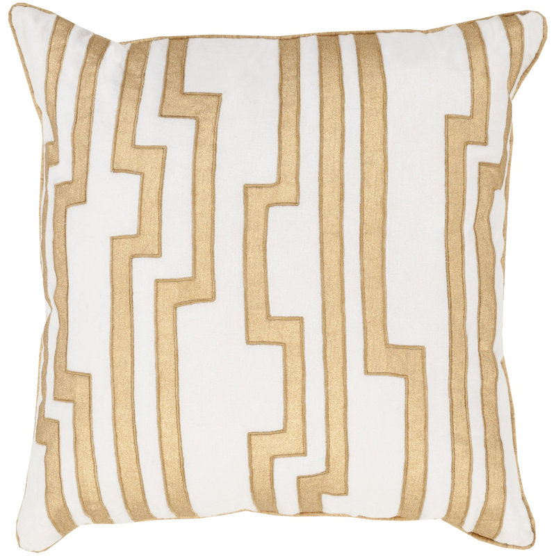 Geometric Linen Throw Pillow, 18'' x 18'', Light Gray, Polyester