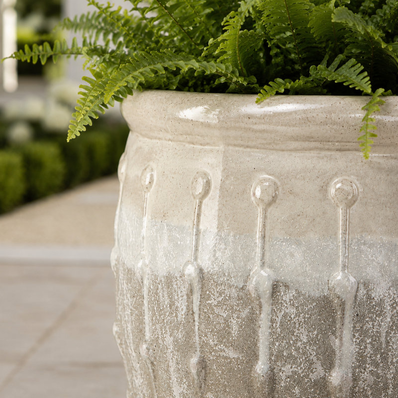 Pot de fleurs Emperor de 58 cm (23 po) - Blanc sur gris pierre