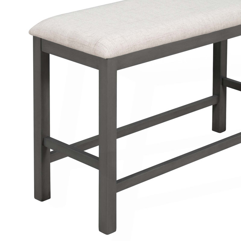 6-Piece Counter Height Dining Table Set Table with Shelf 4 Chairs and Bench for Dining Room, Gray