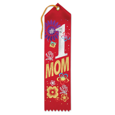 Ruban de récompense # 1 maman - 2 po x 8 po - paquet de 6