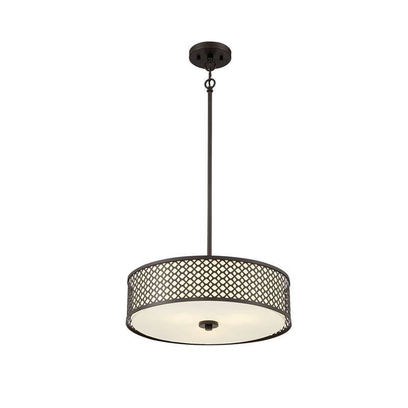 Luminaire suspendu tambour simple à 3 lumières en bronze Mike, Bronze