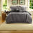 Luxurious Micro Corduroy Bedding Sets, Grey Polyester Comfort In Queen