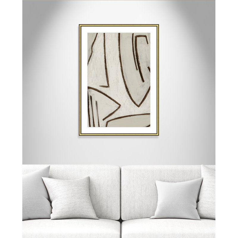 Dessin au trait - Peinture encadrée, Encadrement doré, L 26,75 po x H 36,75 po