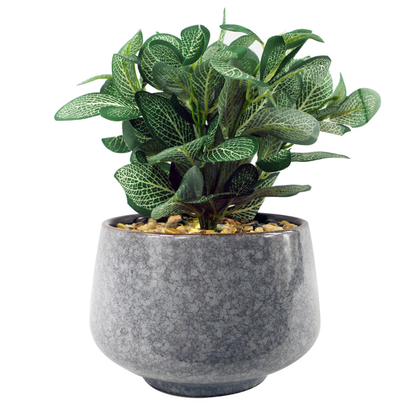 Faux Mosaic Plant in Pot, Dark Green