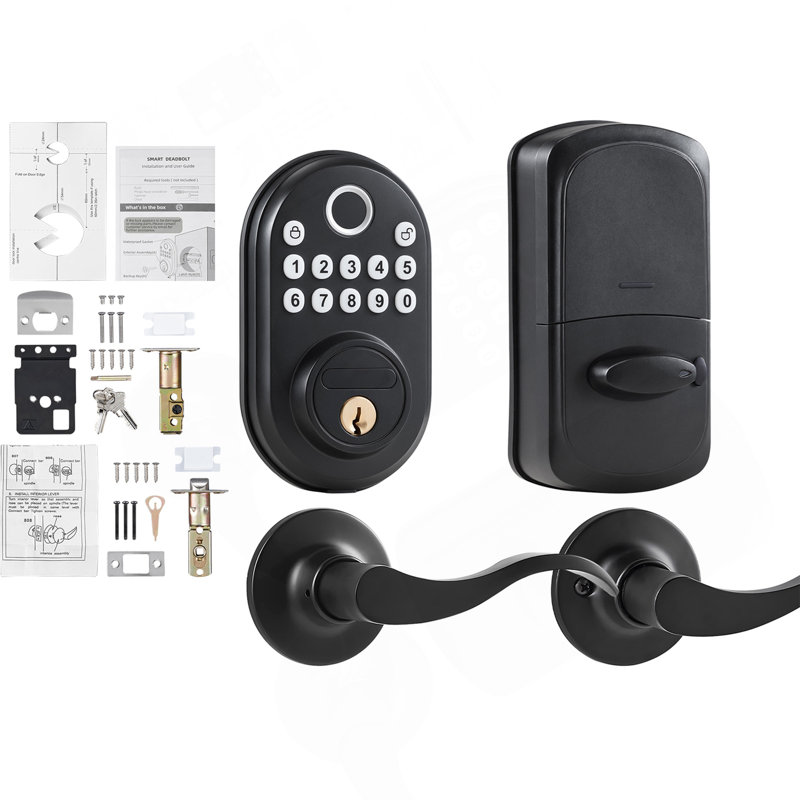 Serrure de porte à empreinte digitale avec poignées de niveau