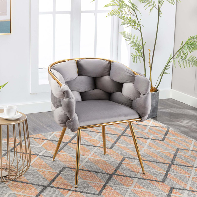 Fauteuil de 28,7 po Masuyo, Velours gris velours, 1