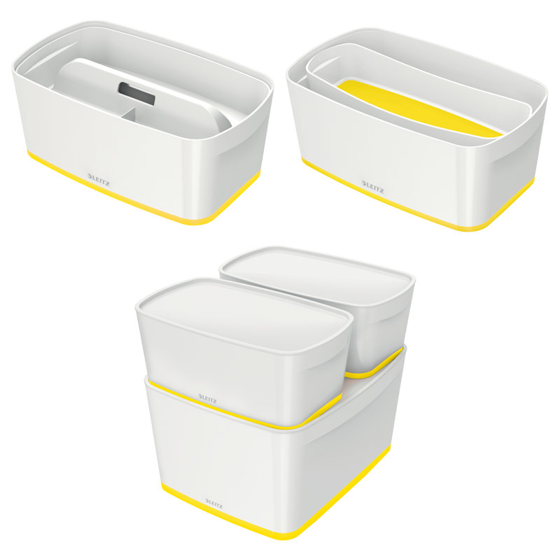 Leitz Plastic Decorative Bin, 31.8cm H x 12.8cm W x 19.1cm D, 5L, White/Yellow