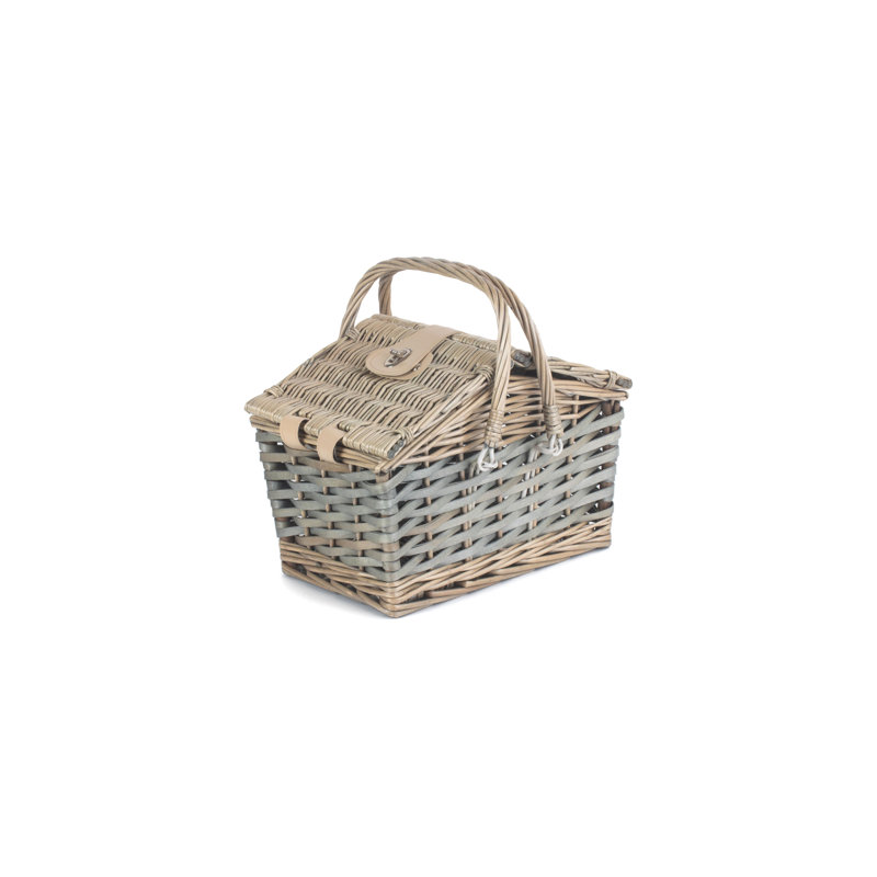 Wicker Antique Wash Swing Handle Hamper Basket