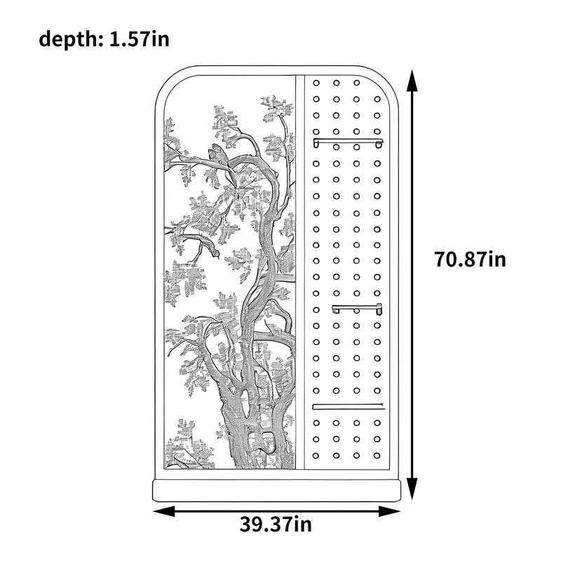 Walnut Entryway Screen Divider, 70.87" H x 39.37" W x 1.57" D